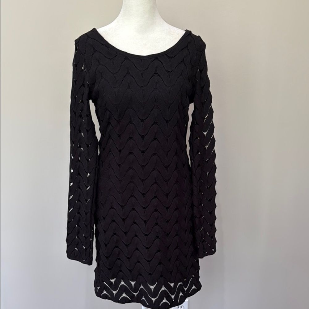 Free People Black Long Sleeve Knit Dress
